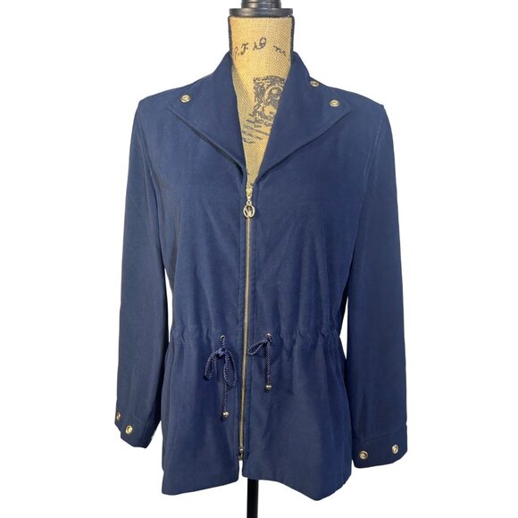 St. John Sport By Marie Gray Womens Navy Jacket Drawstring Waist Zip Closure - Picture 1 of 10